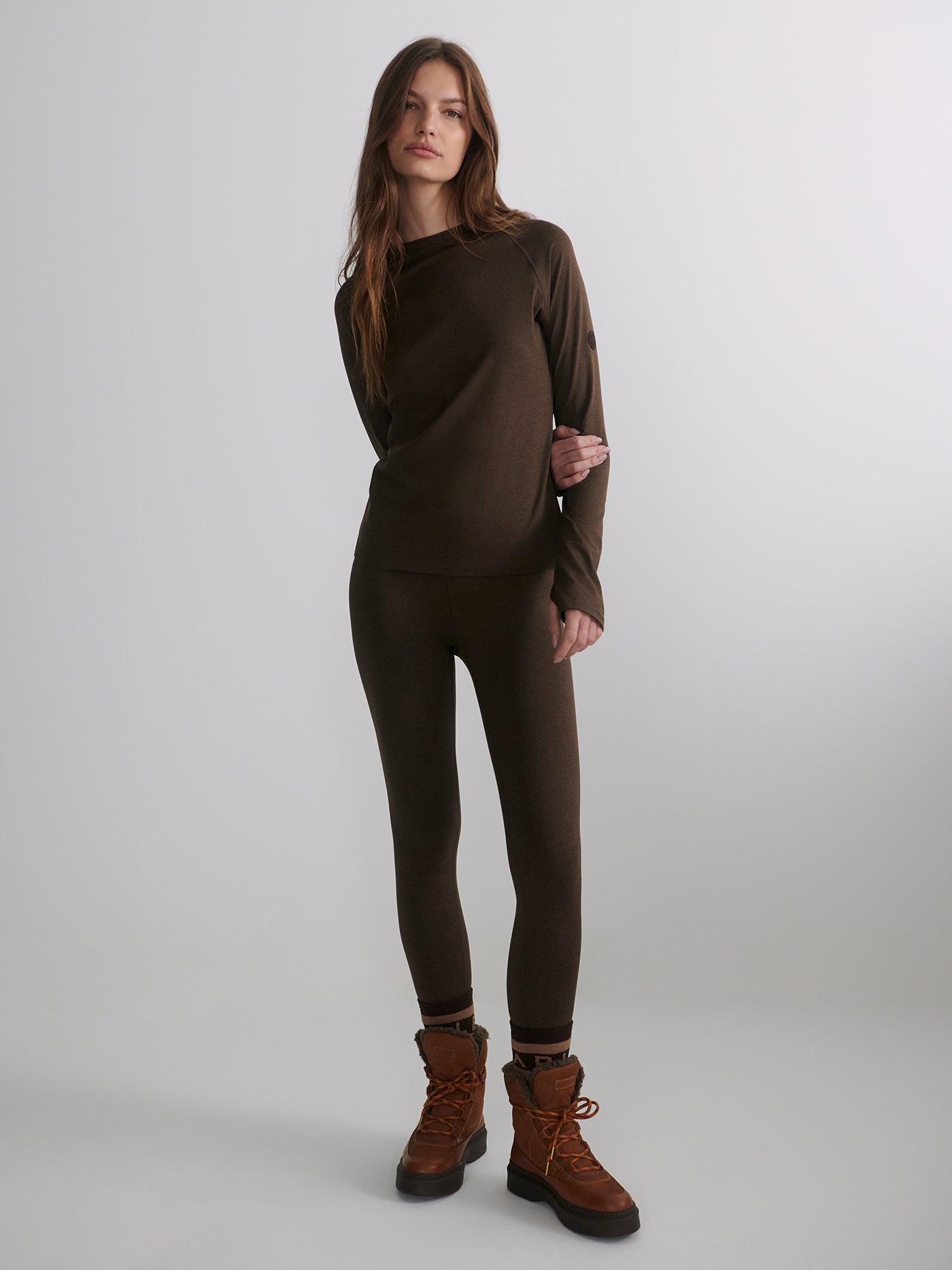 Varley Always Warm Base Layer Legging - Deep Chocolate Marl