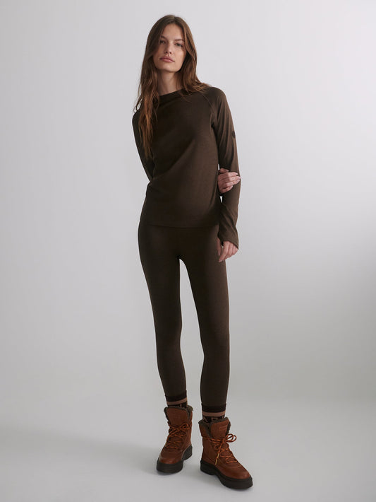 Varley Always Warm Base Layer Legging - Deep Chocolate Marl
