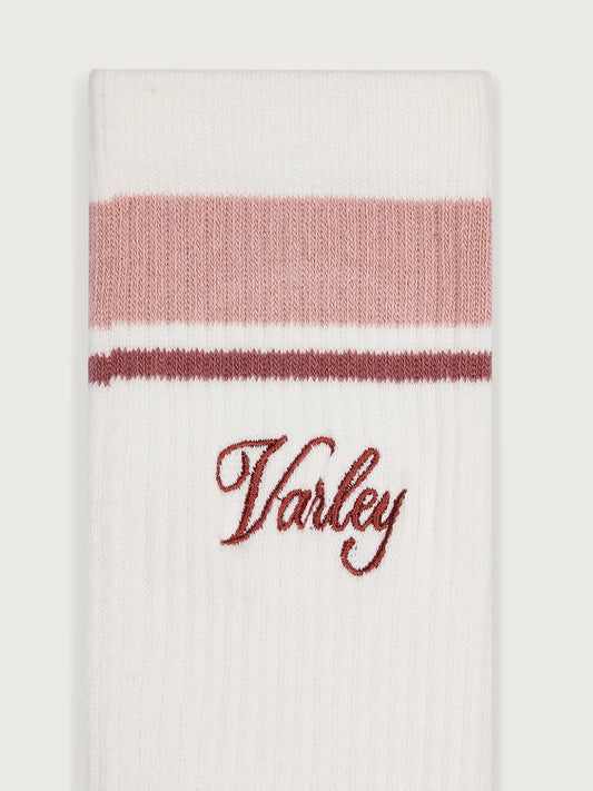 Varley Lamar Club Stripe Sock - Egret/Pale Mauve/Dusty Rose