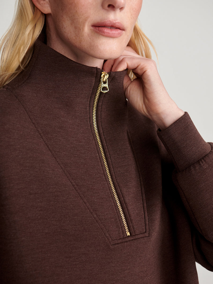 Varley Hawley Half Zip Sweat - Coffee Bean Marl
