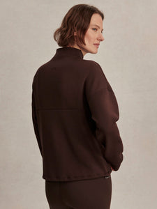 Varley Tayah Zip Through Sweat - Coffee Bean