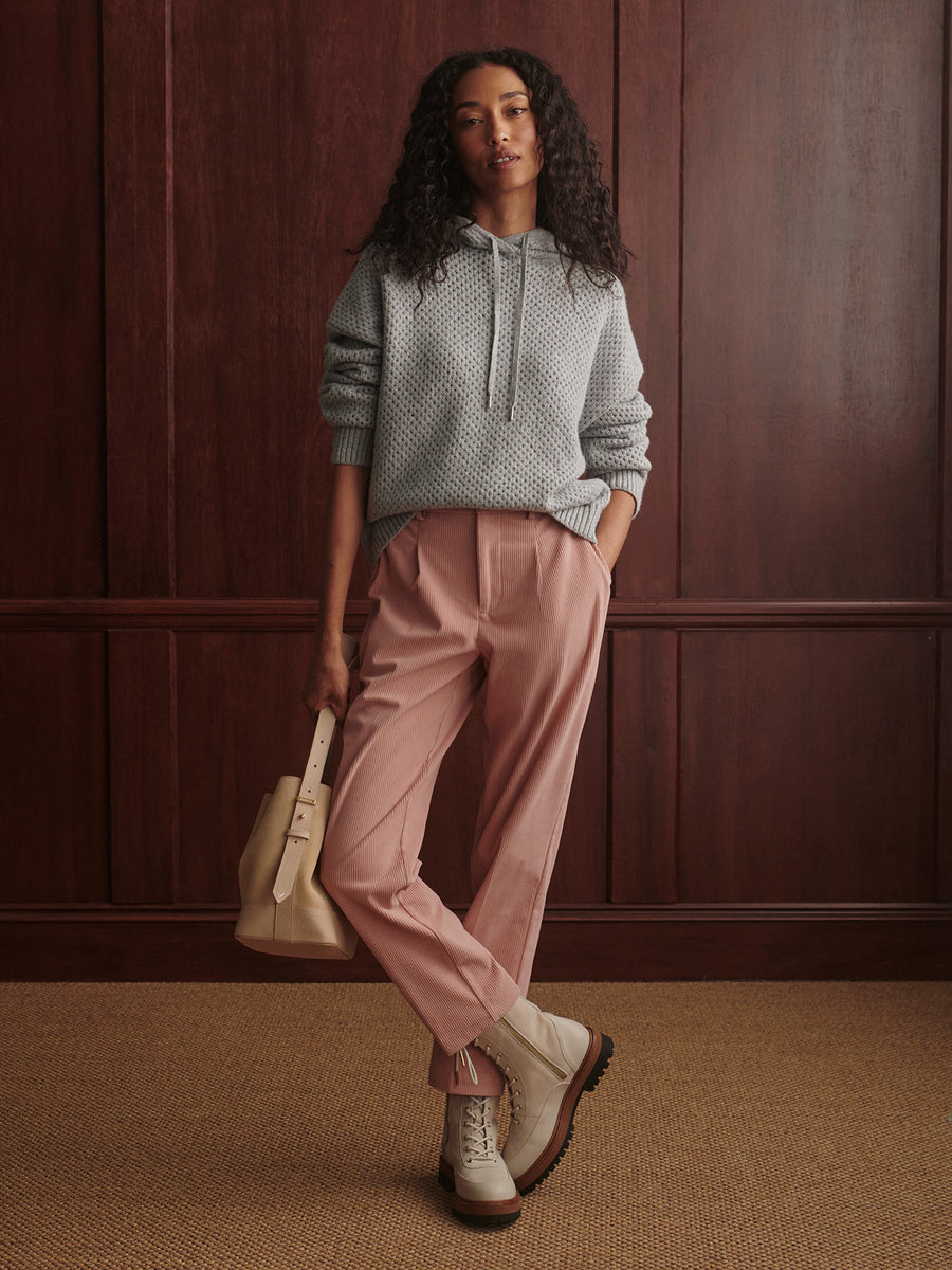 Varley Melchie Relaxed Knit Hoodie - Grey Marl