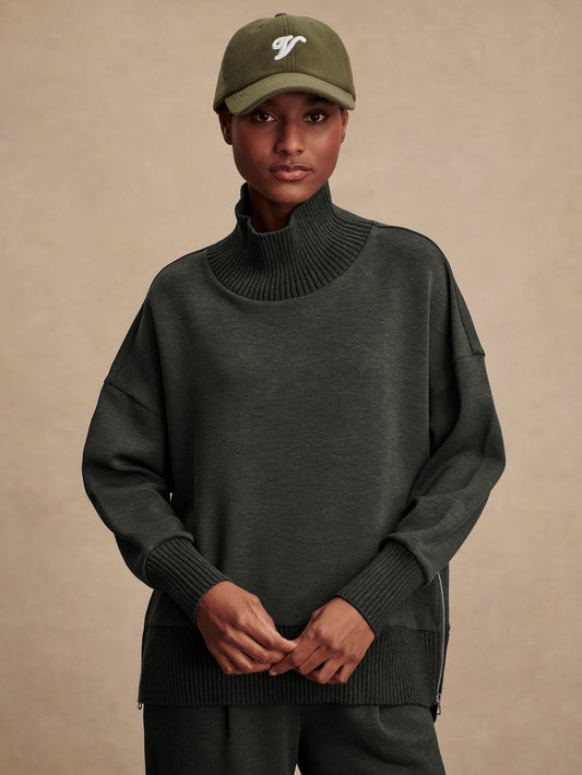 Varley Barker High Neck Sweat - Olive Marl