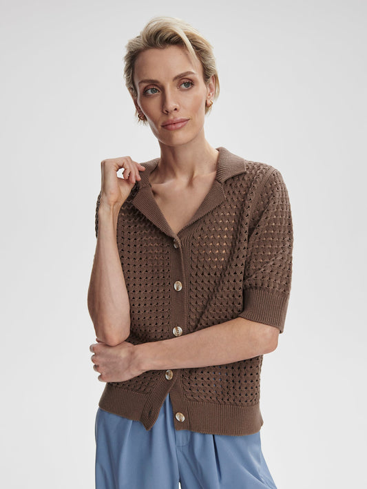 Varley Ellie Knit Shirt - Chocolate Chip