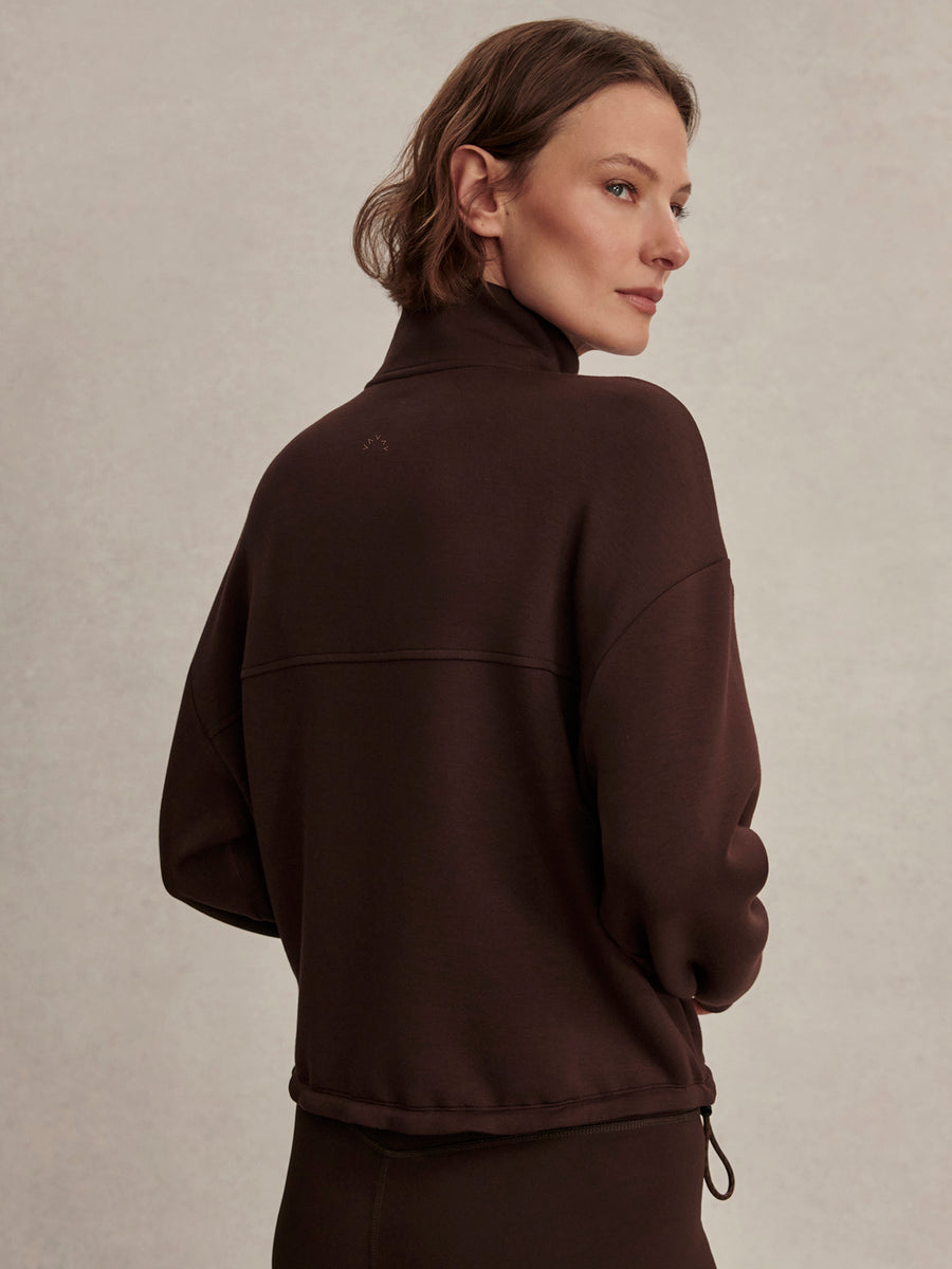 Varley Sian Cropped Half Zip Sweat - Coffee Bean