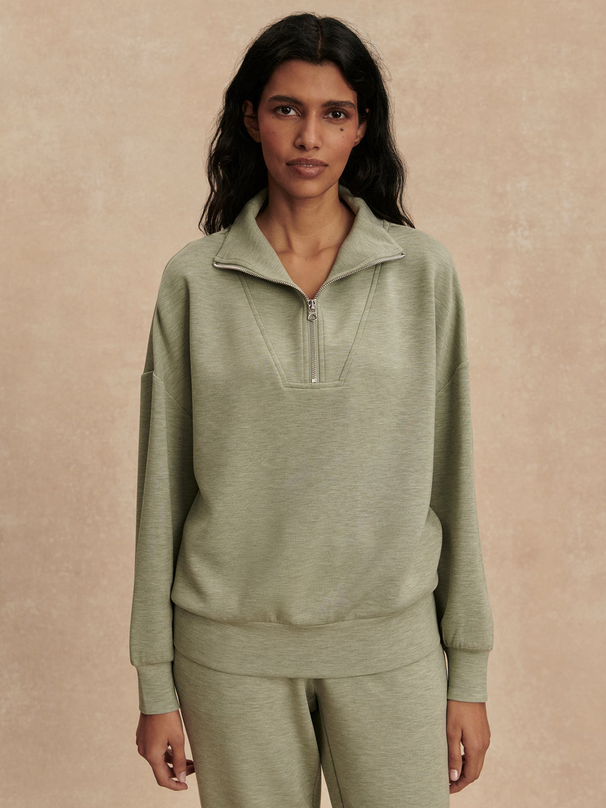 Varley Hawley Half Zip Sweat - Shadow Marl