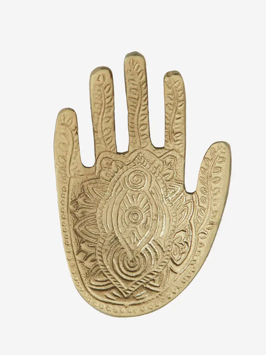 Madam Stoltz Antiqued Brass Hand Hammered Hamsa Tray
