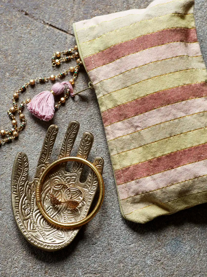 Madam Stoltz Antiqued Brass Hand Hammered Hamsa Tray