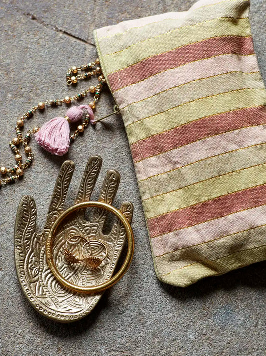 Madam Stoltz Antiqued Brass Hand Hammered Hamsa Tray
