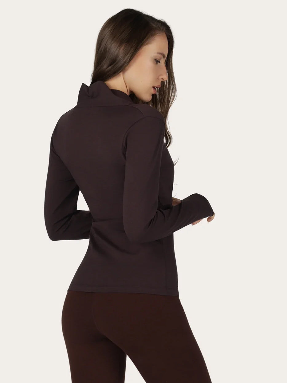 Urban Goddess Ishtar Long Sleeve Yoga Top - Coffee