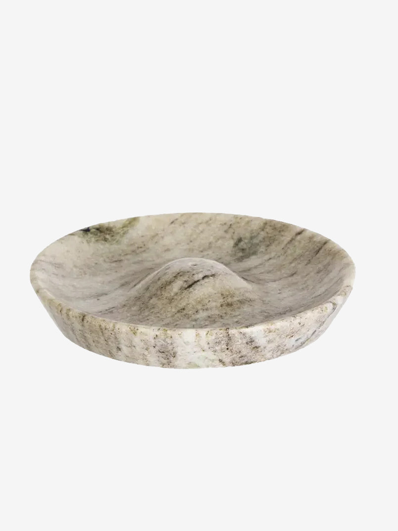 Madam Stoltz Round Marble Incense Holder - Beige