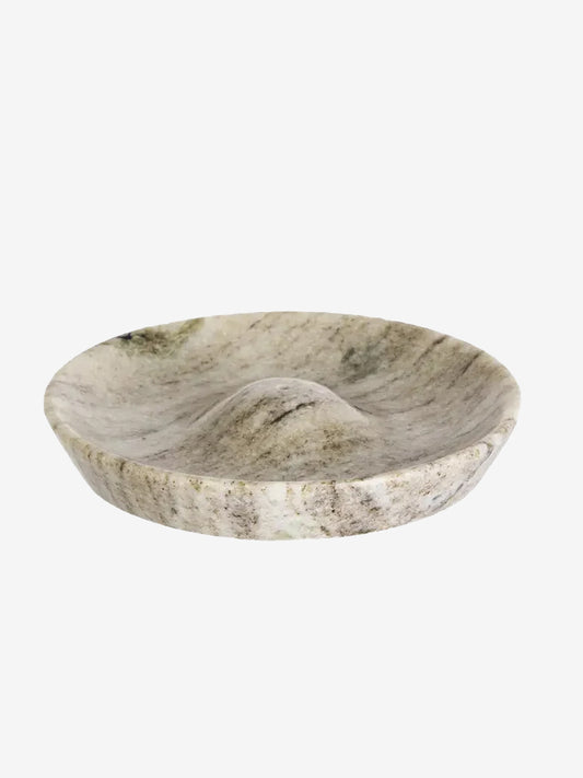 Madam Stoltz Round Marble Incense Holder - Beige