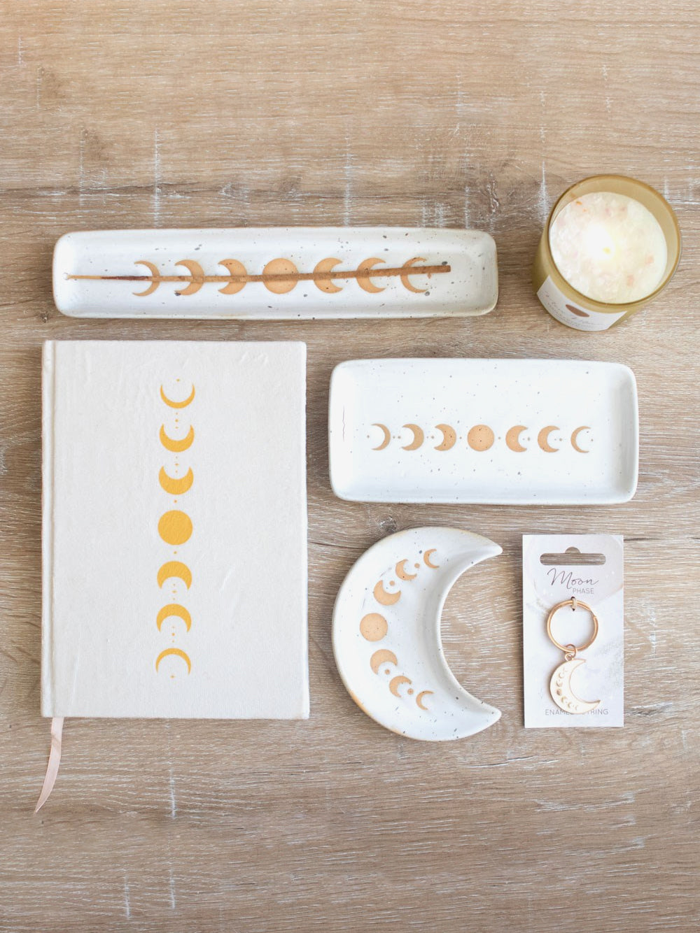 Spirit of Equinox Moon Phase Ceramic Trinket Dish - Natural
