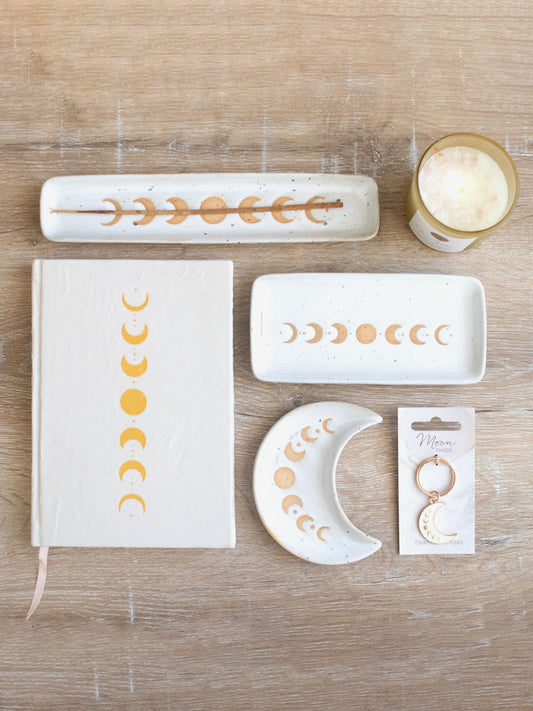 Spirit of Equinox Moon Phase Ceramic Trinket Dish - Natural