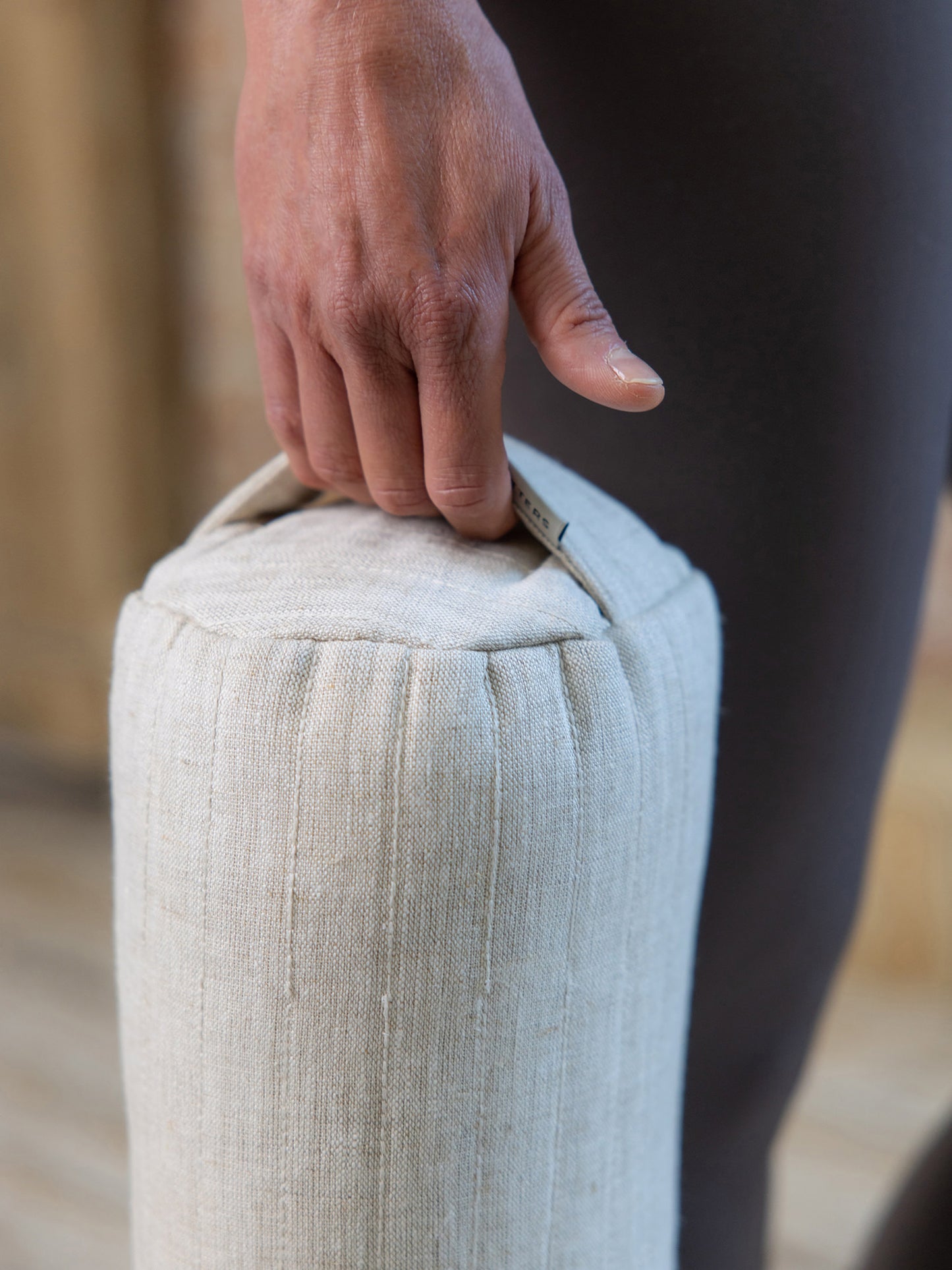 Yogamatters Linen Quilted Small Round Bolster