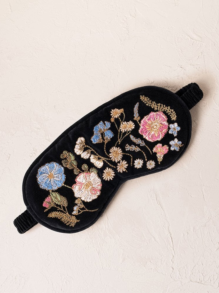 Elizabeth Scarlett Velvet Eye Mask - Charcoal Pressed Flowers