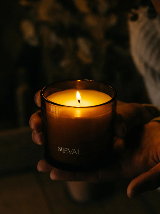 St. Eval Amber Glass Candle- Tranquility