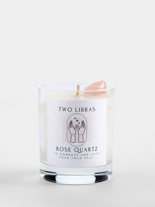 Two Libras Crystal Intention Candle - Rose Quartz