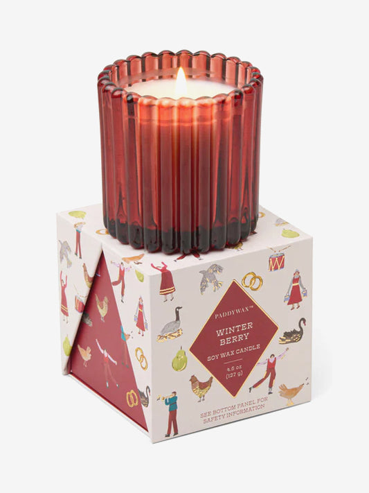 Paddywax Ribbed Glass Candle - Winter Berry