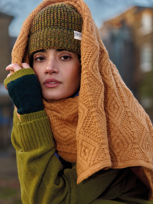 Komodo Wren Merino Wool Gloves - Green/Navy