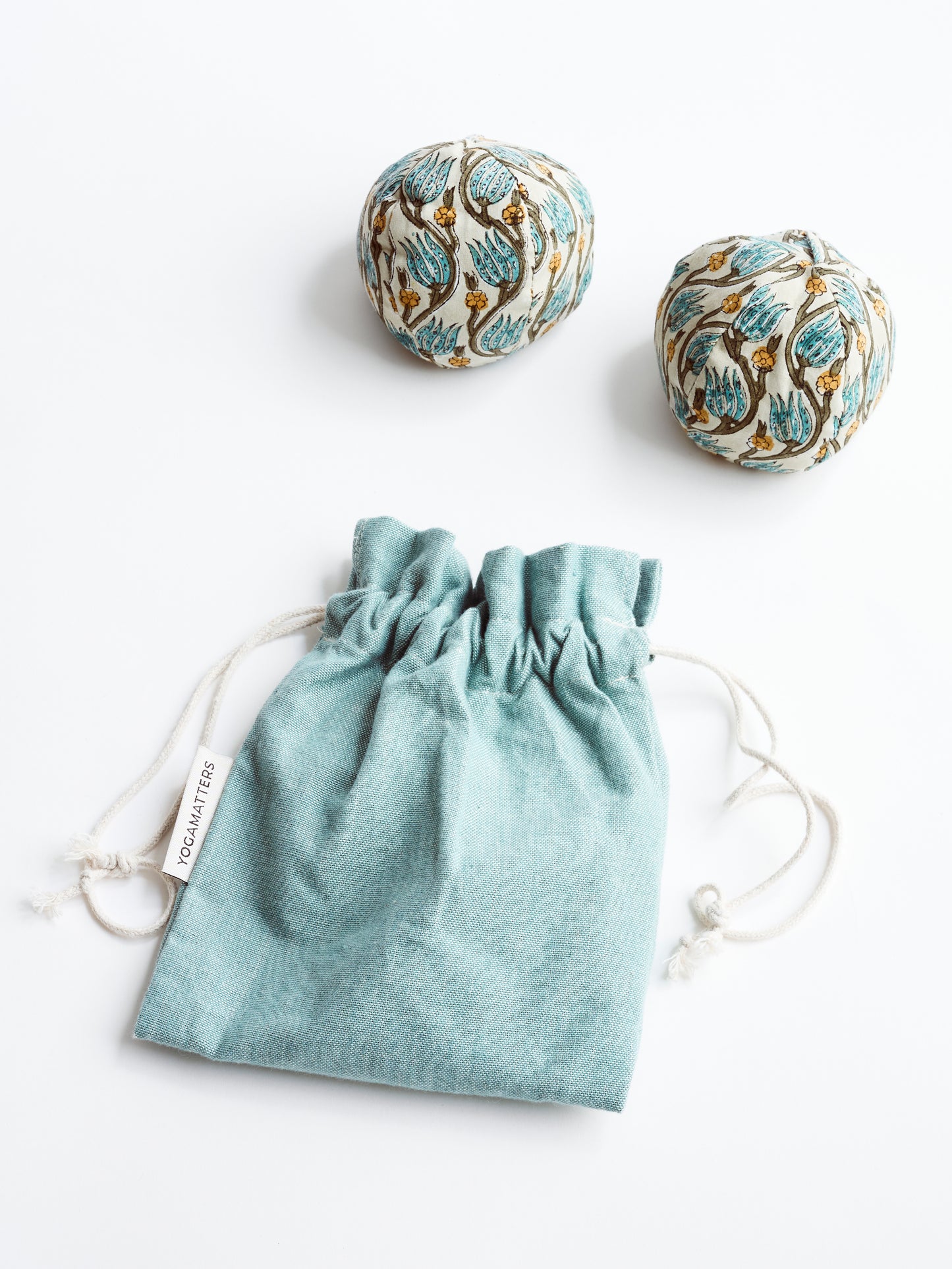 Yogamatters Block Print Pair of Round Hand Pillows - Peace Lily