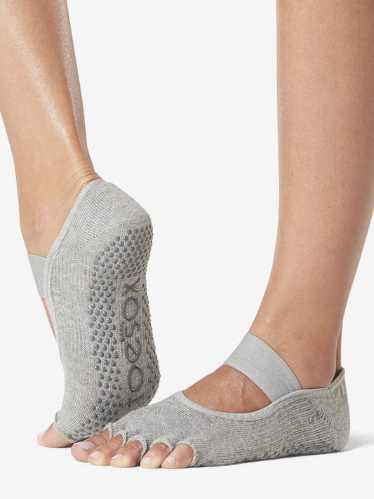ToeSox Half Toe Mia Grip Socks - Heather Grey