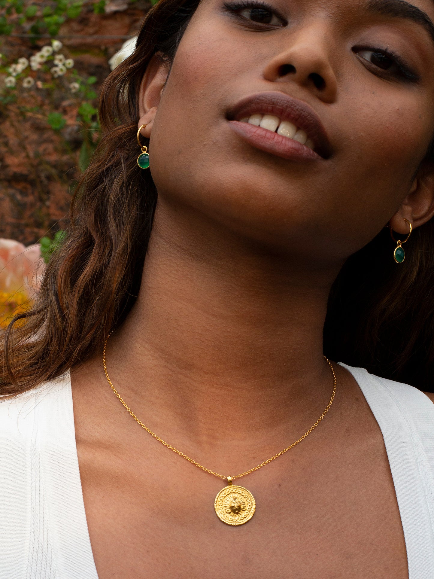 Goddess Charms Sun God Pendant Necklace - Gold