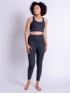 Girlfriend Collective Compressive Rib High-Rise 7/8 Leggings - Black