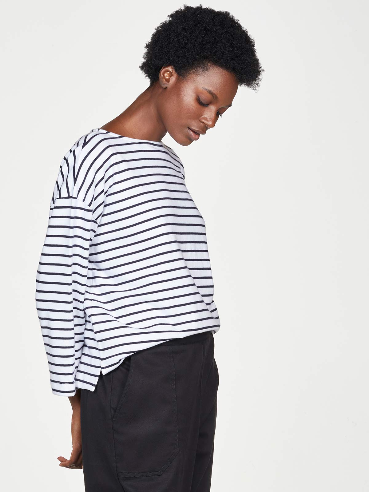 Thought Organic Cotton Breton Stripe Top - White