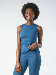 Gossypium Twist Yoga Vest - Sapphire