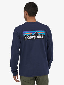 Patagonia Long Sleeve P-6 Logo Tee - Navy