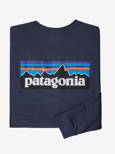 Patagonia Long Sleeve P-6 Logo Tee - Navy