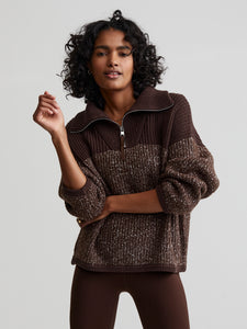Varley Willard Half Zip - Coffee Bean