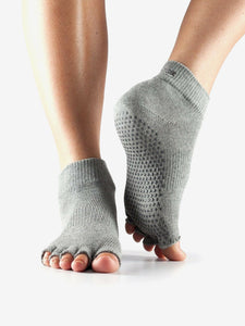 Toesox Grip Half Toe Ankle - Heather Grey