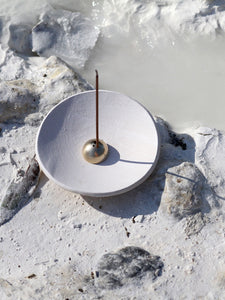 Ume Collection Stoneware Incense Dish - White Onyx