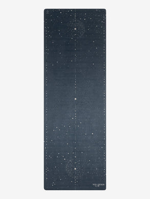 Navy blue Yoga Design Lab mat with cosmic pattern, eco-friendly non-slip yoga mat shot from front