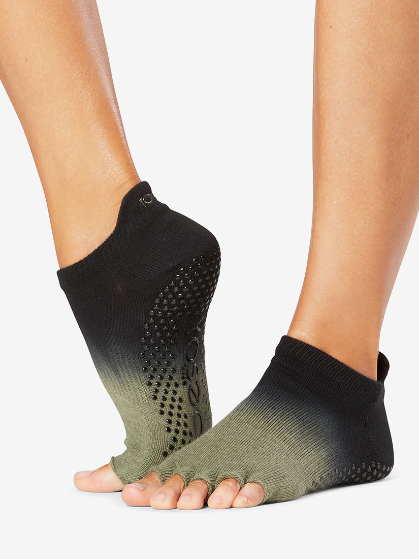 ToeSox Grip Half Toe Low Rise Olive Ombre
