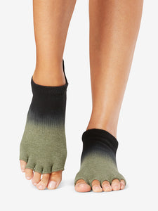 ToeSox Grip Half Toe Low Rise Olive Ombre