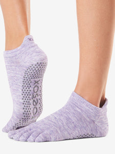 Toesox Grip Full Toe Low Rise - Heather Purple