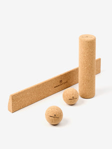 sustainable eco friendly natural cork yoga wedge massage balls recovery kit props