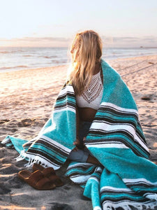 West Path Baja Diamond Yoga Blanket - Mint