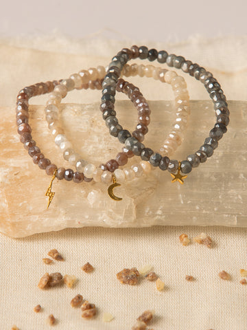 Goddess Charms Moon Stone Bracelet - Taupe
