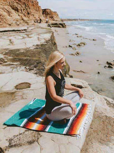 West Path Baja Diamond Yoga Blanket - Turquoise Sunset