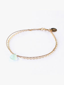 Wanderlust Gold & Silk Sea Glass Chalcedony Bracelet