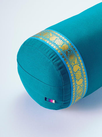 Yogamatters Organic Cotton Gold Trim Bolster - Ocean Green